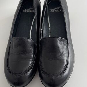 Dansko Black Leather Slip-On Loafers for Women